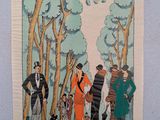 a picture of a painting of a group of people in the woods