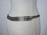 a close up of a mannequin torso with a silver belt