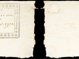deux pages de vieux papier sur lesquelles figure un timbre