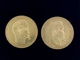 deux souverains d'or, l'un représentant la tête d'un homme et l'autre le visage d'une femme