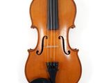 a close up of a violin with a bow on a white background