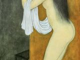une image représentant un tableau où l'on voit une femme tenant un oiseau dans une cage