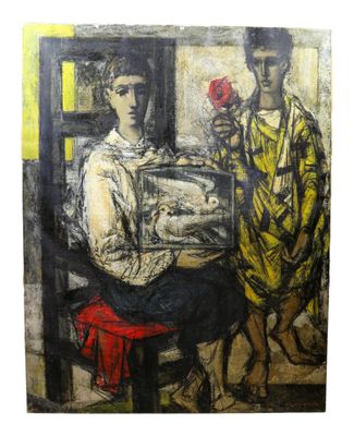 an image of a painting of two people sitting at a table