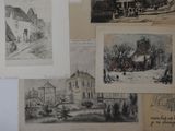many drawings on the wall of this room