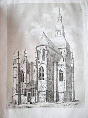 a picture of a drawing of a church in a box