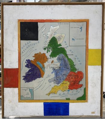 peinture représentant une carte du Royaume-Uni d'Angleterre et d'Écosse