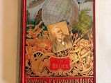 un vieux livre sur lequel figure l'image d'un homme dans un globe terrestre