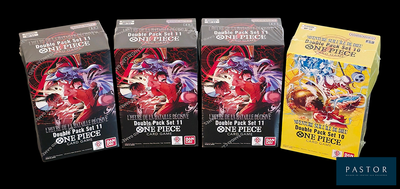 three packs of card games sitting on top of a black table