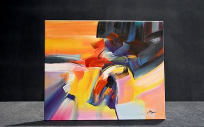 Ecole du XXe siècle. Composition abstraite en rouge jaune et…