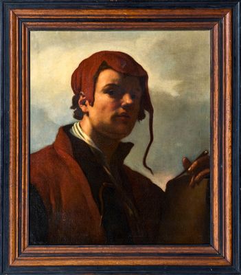 Portrait d'un homme portant une casquette rouge, par [auteur]