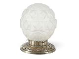 an image of a white frosted glass ball on a stand