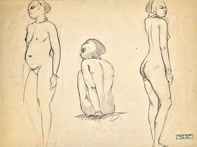 Marcelle FIACRE (1914-2008) / « Etudes de nus », dessin orig…