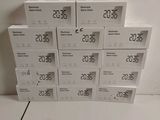 six boxes of white boxes with numbers on them sitting on a table