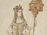 tableau représentant une femme en costume, tenant une torche à la main