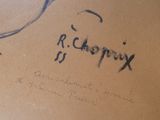 drawing of a man with glasses on a piece of cardboard