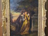 une image représentant un tableau où figurent une femme et un homme vêtu d'une robe jaune