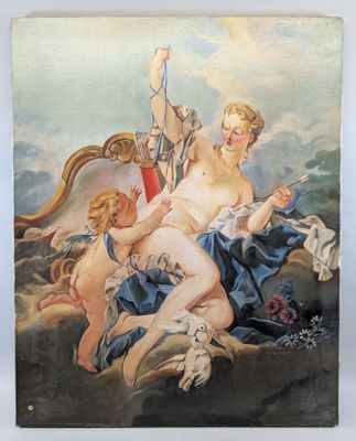 une image représentant un tableau où l'on voit une femme assise sur un canapé