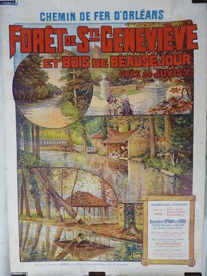 Affiche française représentant une scène de forêt tirée d'un film du début des années 1900