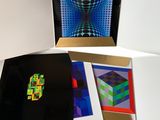 a group of four cards with different designs on them