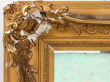 an image of a painting of a golden frame with a bird on it