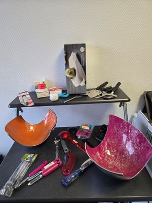 Lot 28 pièces cuisine, ustensiles, coupe à fruits