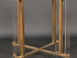 an image of a wooden and acrylic side table