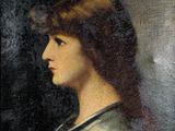 portrait of a lady in a red and silver dress