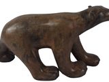 wooden sculpture of a polar bear on a white background