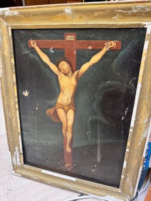une photo d'un tableau représentant Jésus sur la croix