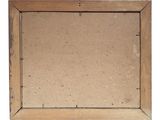 an old wooden frame with a hole in it on a white background
