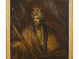 un tableau représentant un homme coiffé d'un turban et tenant un bâton