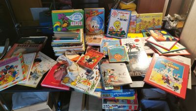 beaucoup de livres pour enfants qui se trouvent sur la table