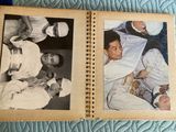 two black and white photos of a baseball player and a baby