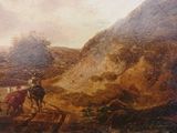 a picture of a painting of a man on a horse