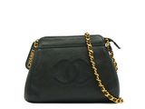 chanel black leather chain shoulder bag
