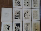 de nombreux types de dessins exposés au mur