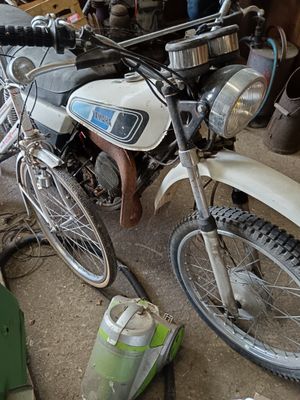 a motorcycle that is parked in a garage