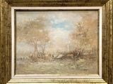a picture of a painting of a landscape in a gold frame