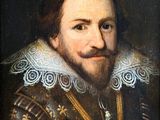un vieux tableau représentant un homme barbu au col large