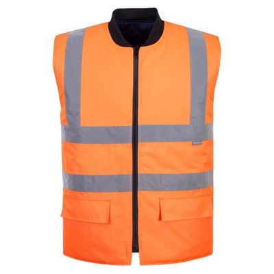 an image of an orange safety vest with reflective stripes