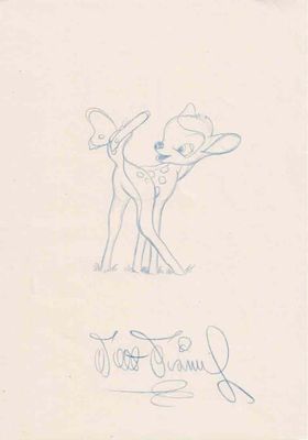 Walt Disney (Né en 1901) Dessin de type esquisse à l'encre b…