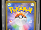 the card is in a clear plastic holder with a pokemon logo on it
