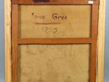 a painting of a wooden frame with writing on it