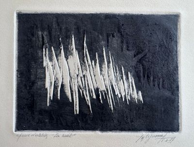 une image représentant une peinture en noir et blanc sur laquelle a été appliquée de la peinture blanche