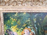 a painting of a woman and a man in the woods