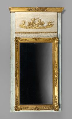 Trumeau en bois peint, bois et pâte anglaise dorés, à décor …