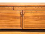 an image of a wooden cabinet with two doors and a drawer