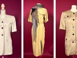 four different styles of dresses on mannequins on display