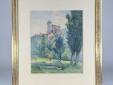 an image of a painting of a castle on a hill