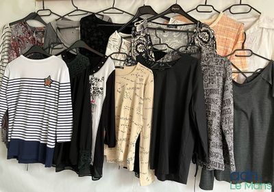 a lot of clothes hanging on a rack in a room